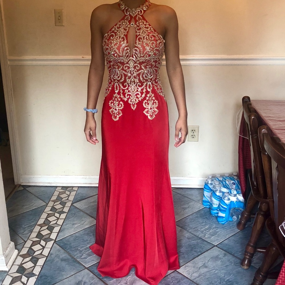 size 0 red jovani prom dress